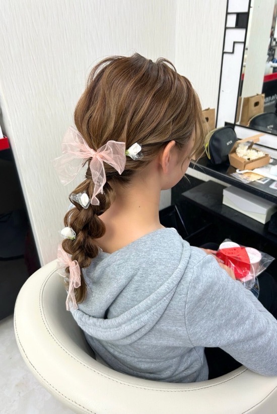 編み下ろしヘア