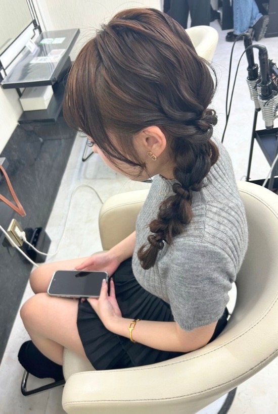 編み下ろしヘア