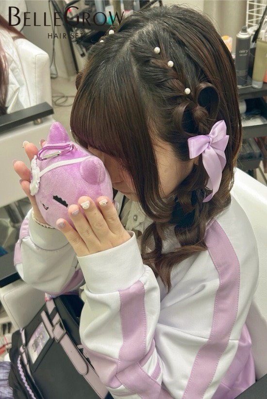 ハート編み込みへア